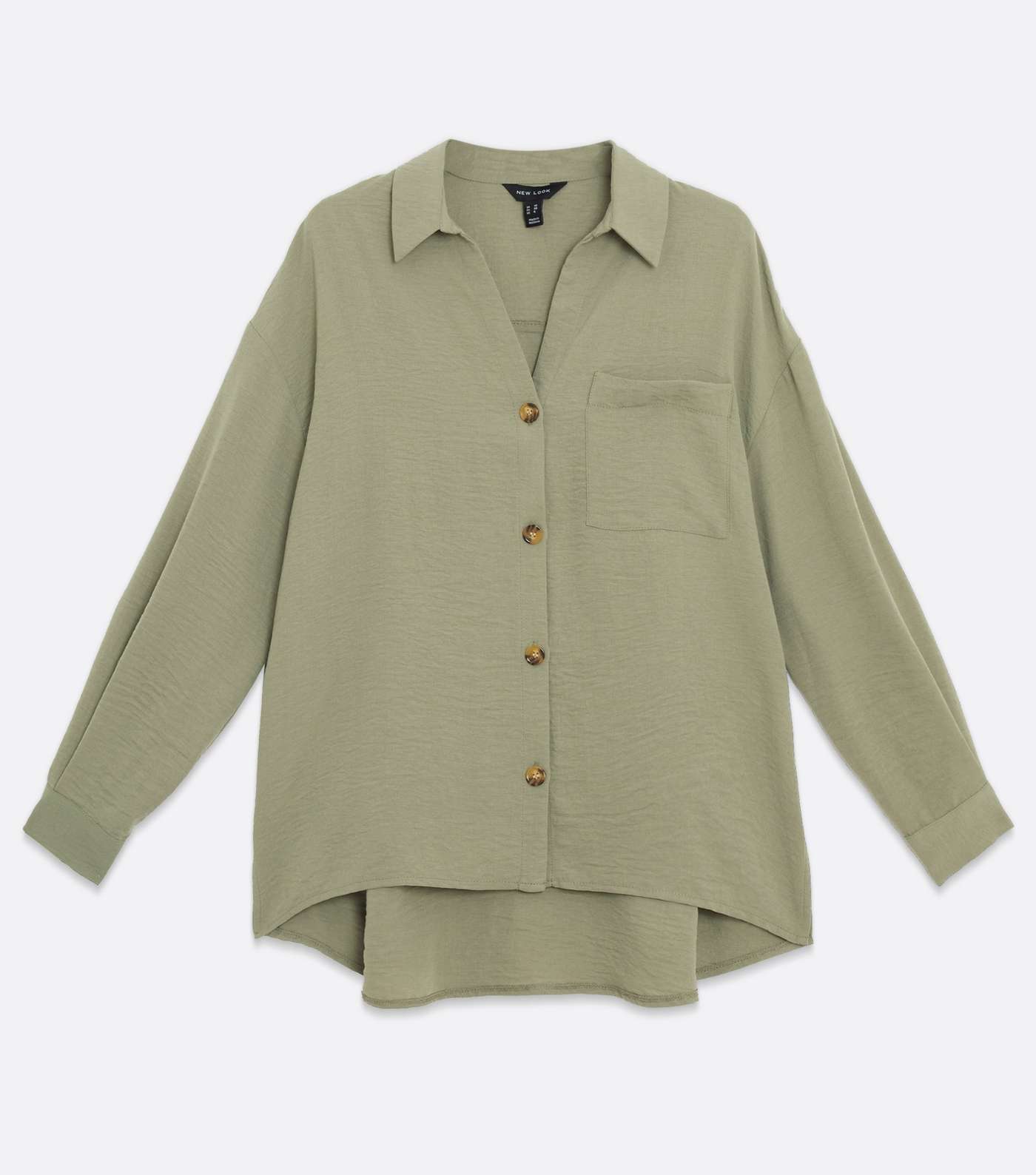 Olive Pocket Front Long Sleeve Oversized Shirt Image 5