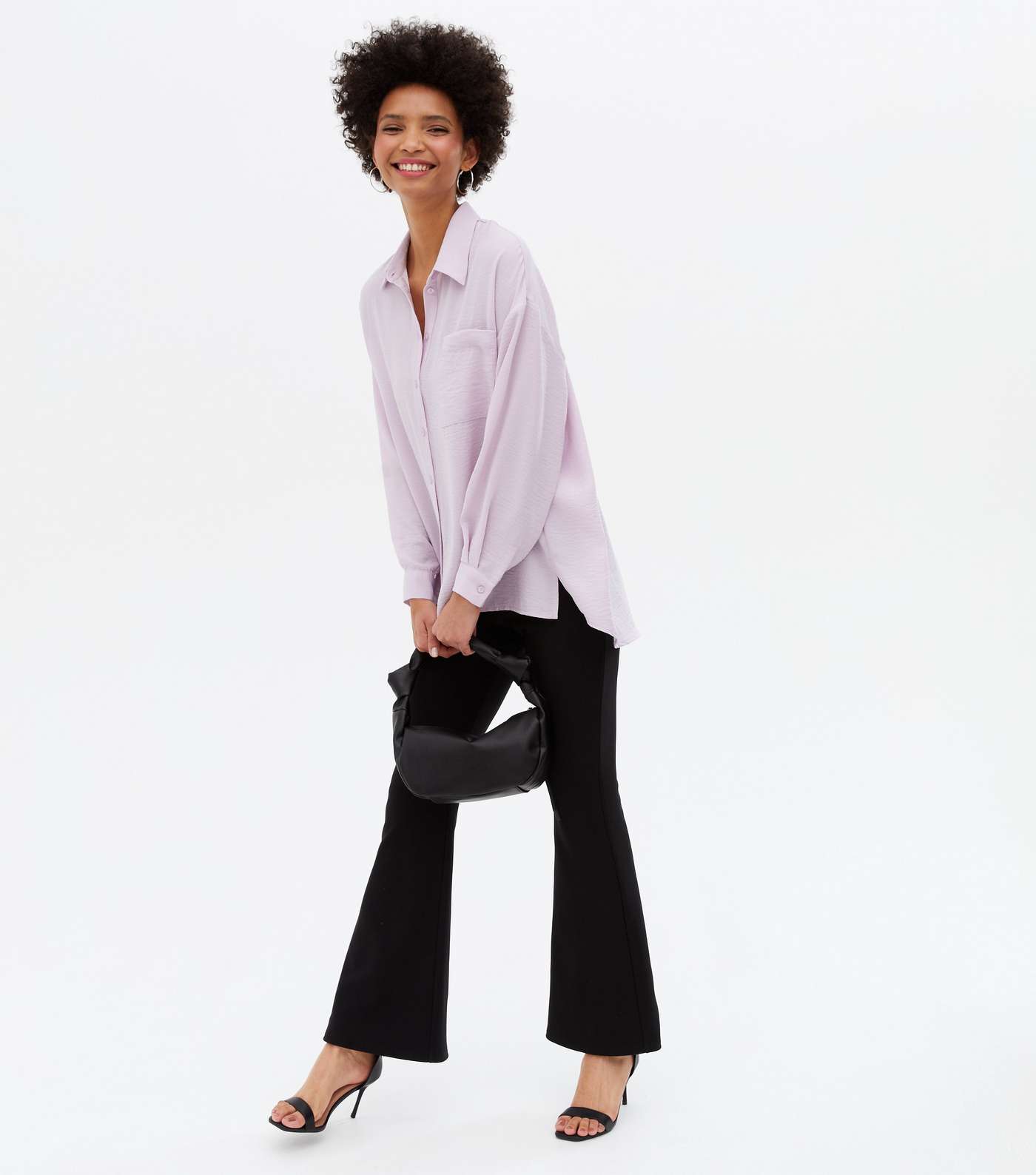 Lilac Pocket Front Long Sleeve Oversized Shirt Image 3