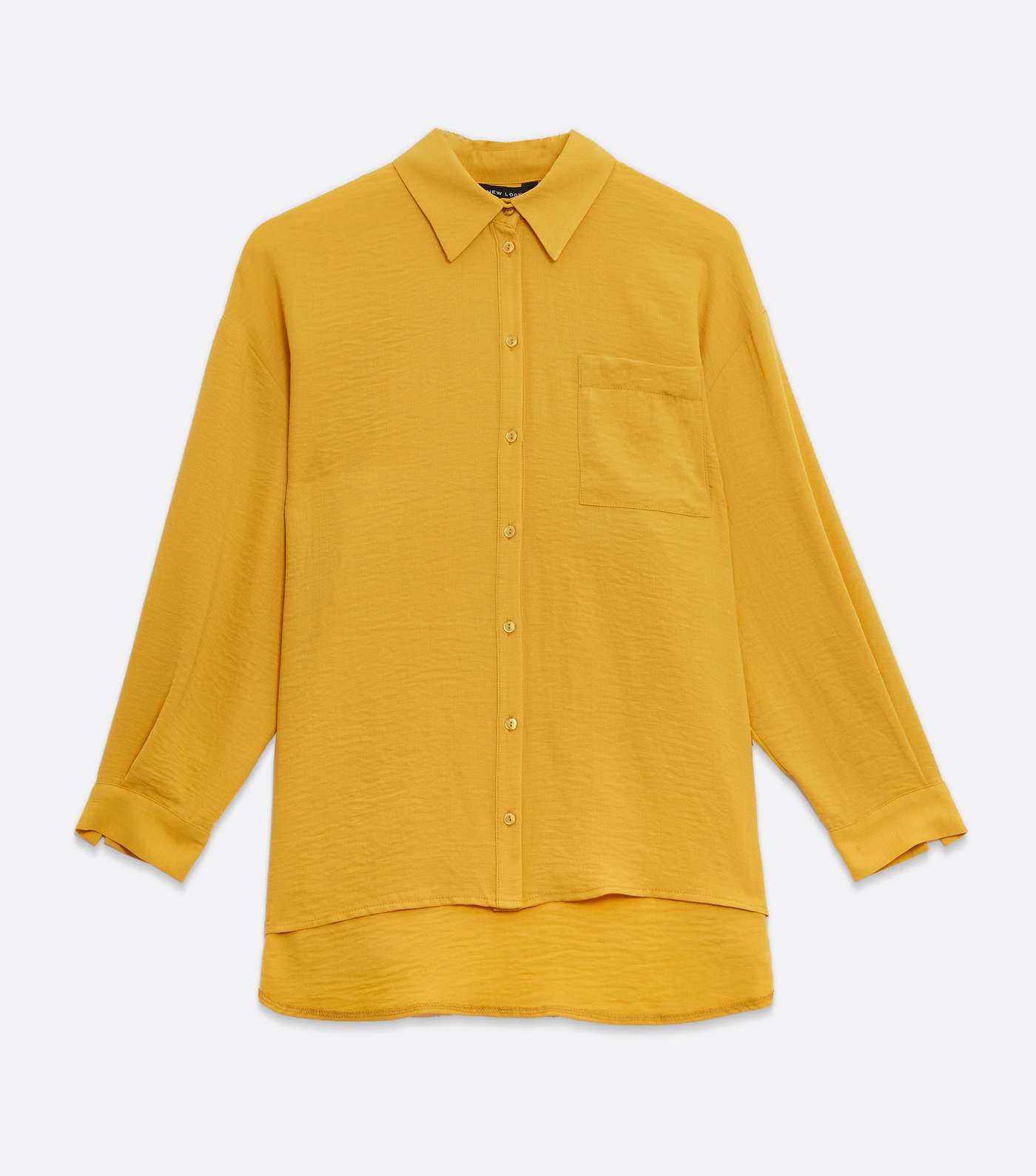 Mustard Pocket Front Long Sleeve Oversized Shirt Image 5