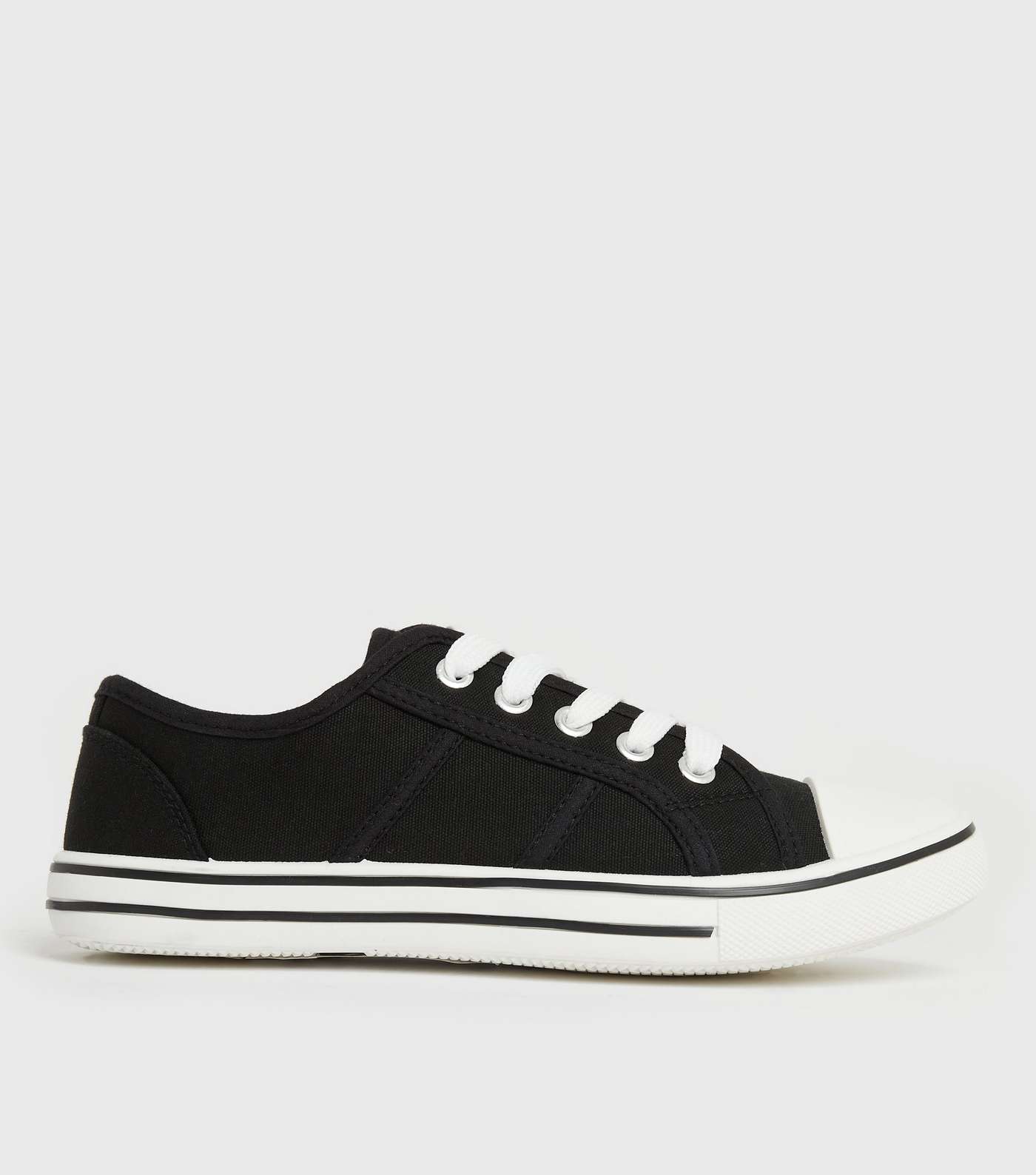 Black Canvas Lace Up Trainers