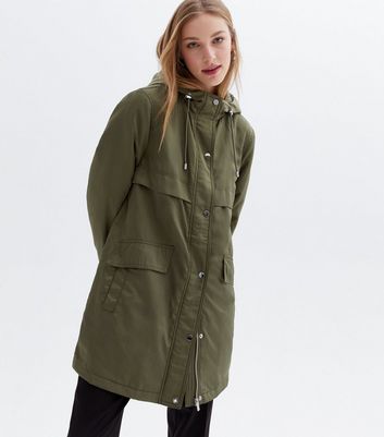 New Look Women's Khaki Hooded Pocket Front Parka Jacket - UK 8