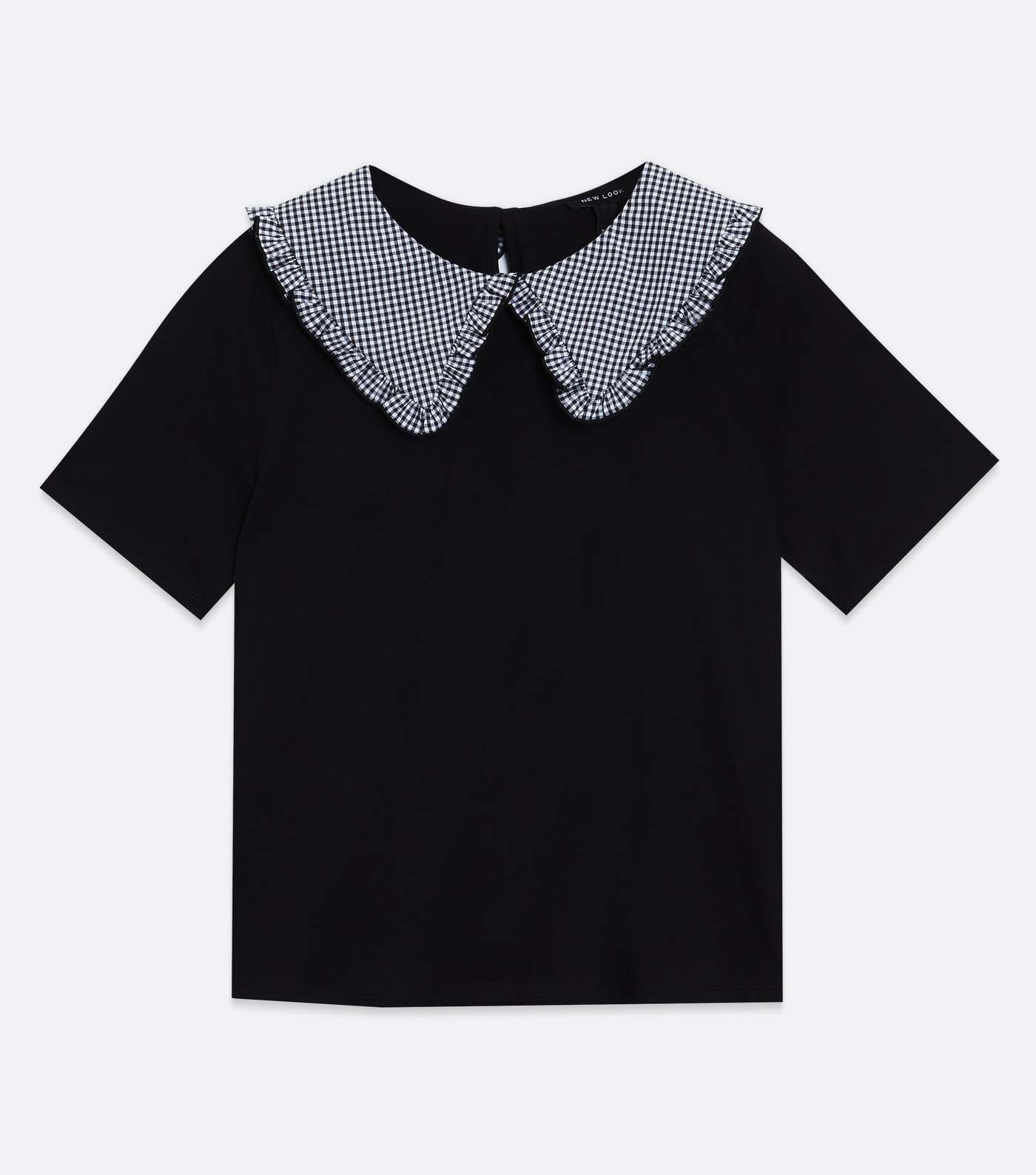 Black Gingham Frill Collar T-Shirt Image 5