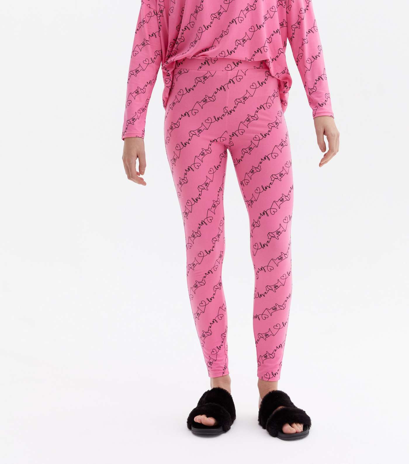 Pink Scribble Dog Logo Legging Pyjama Set Image 3
