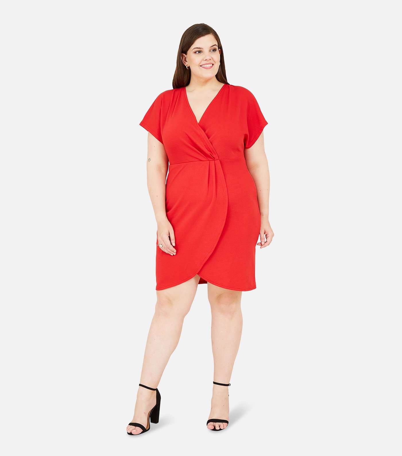 Mela Curves Red Mini Wrap Dress
