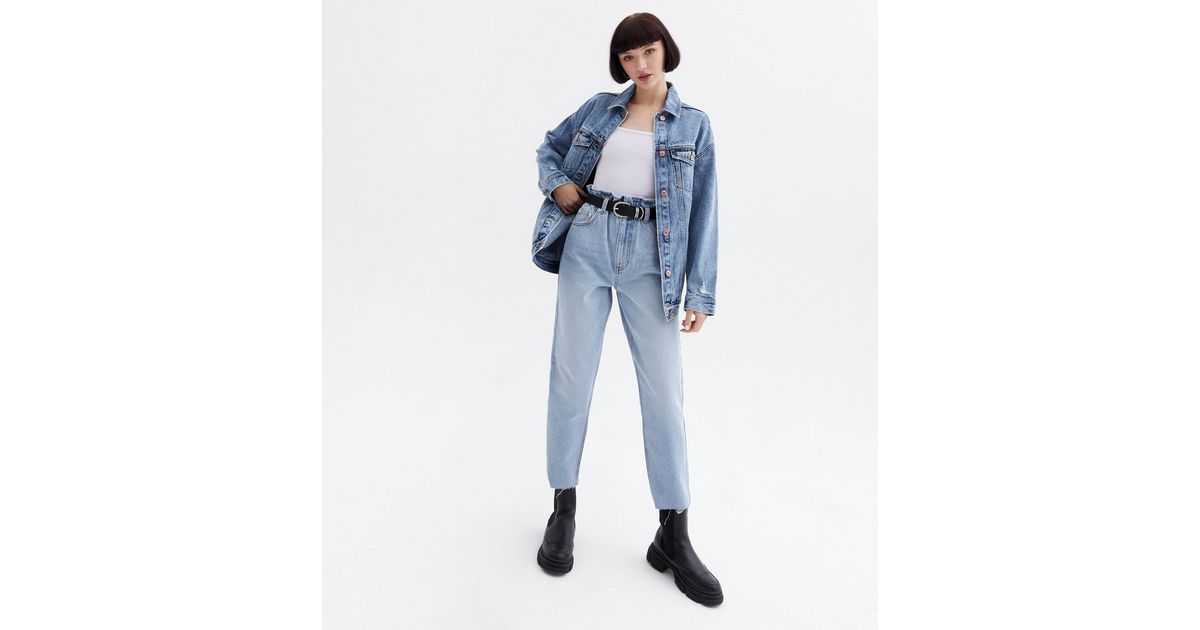 Blue Paperbag High Waist Dayna Tapered Jeans | New Look