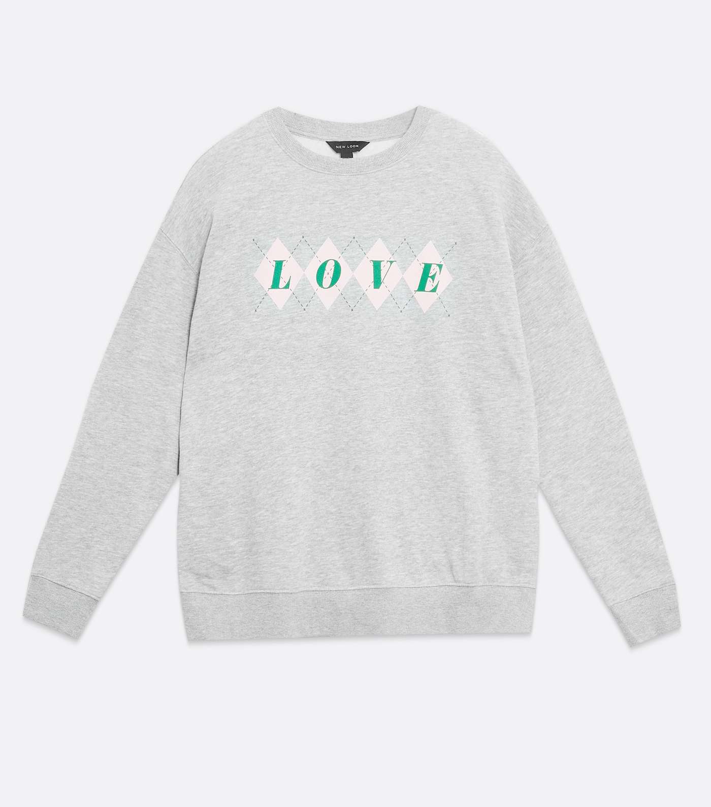 Pale Grey Argyle Love Logo Sweatshirt Image 5