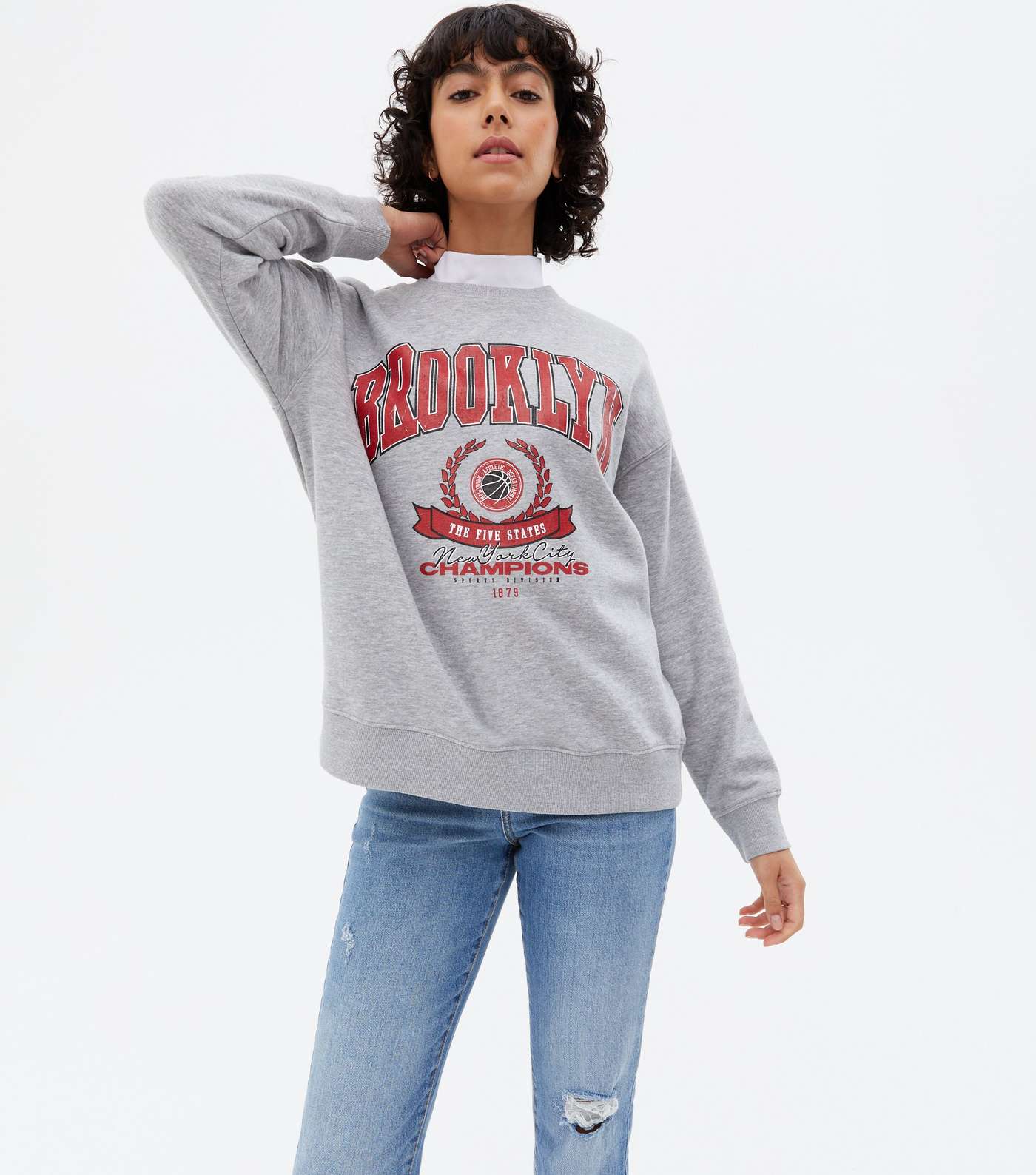 Pale Grey Brooklyn Varsity Logo Sweatshirt
