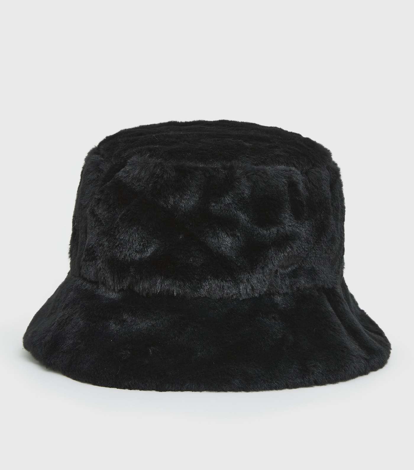 PIECES Black Faux Fur Bucket Hat Image 2