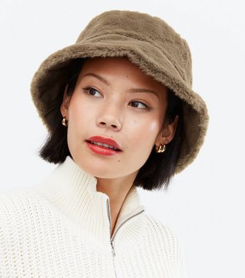 PIECES Light Brown Faux Fur Bucket Hat | New Look