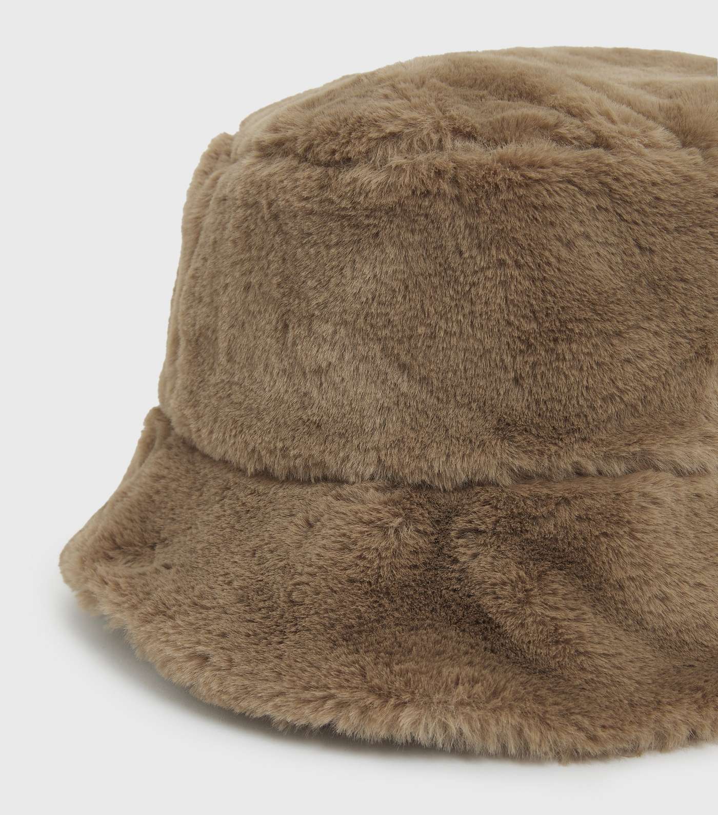 PIECES Light Brown Faux Fur Bucket Hat Image 3