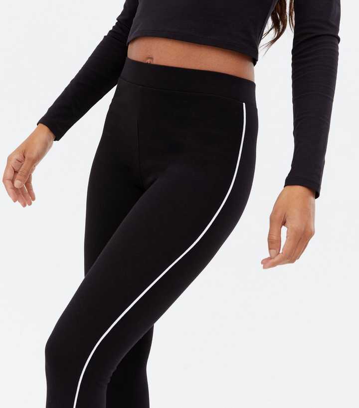 Girls Black Side Stripe Leggings