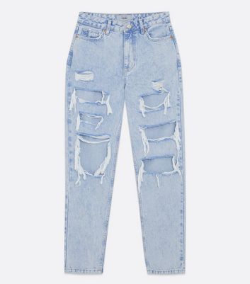 Damen Bekleidung Pale Blue Extreme Rip High Waist Tori Mom Jeans