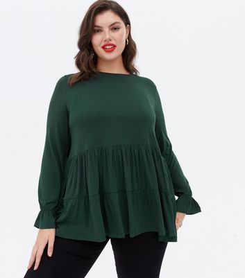 Dark green cheap peplum top