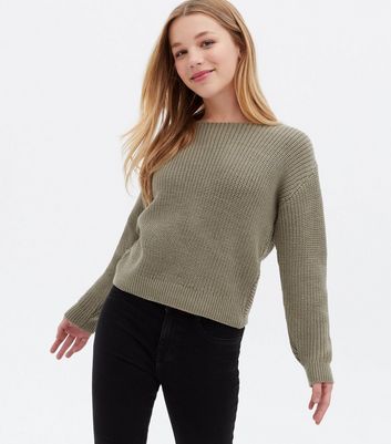 Green twist back outlet sweater