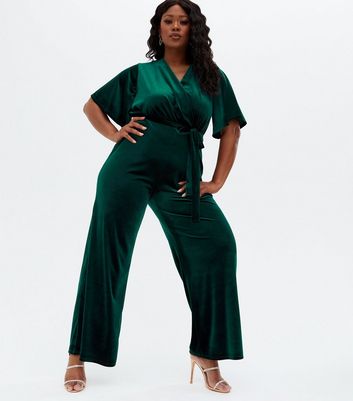 dark green velvet jumpsuit