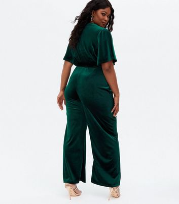 new look green velvet jumpsuit