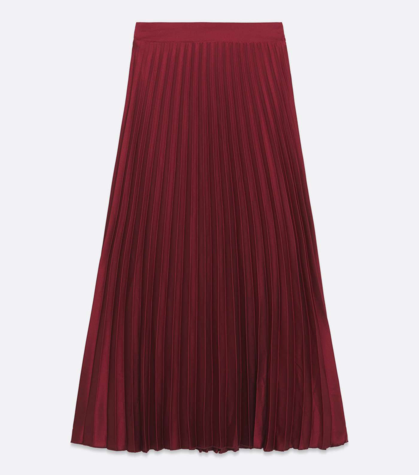 Burgundy Satin High Waist Pleated Midi Skirt Image 5