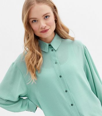 Teal Check Long Oversized Shirt New Look