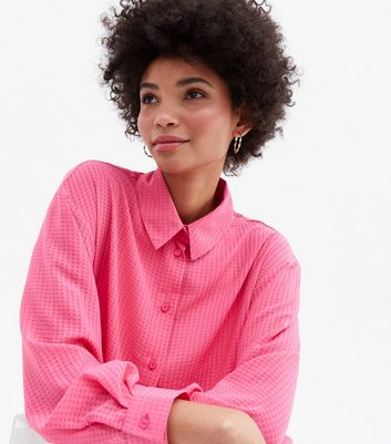 Click to view product details and reviews for Bright Pink Check Long Oversized Shirt New Look.