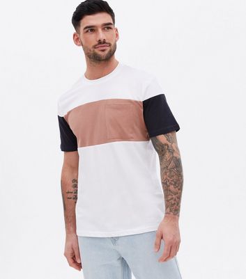Only \u0026 Sons White Colour Block T-Shirt 