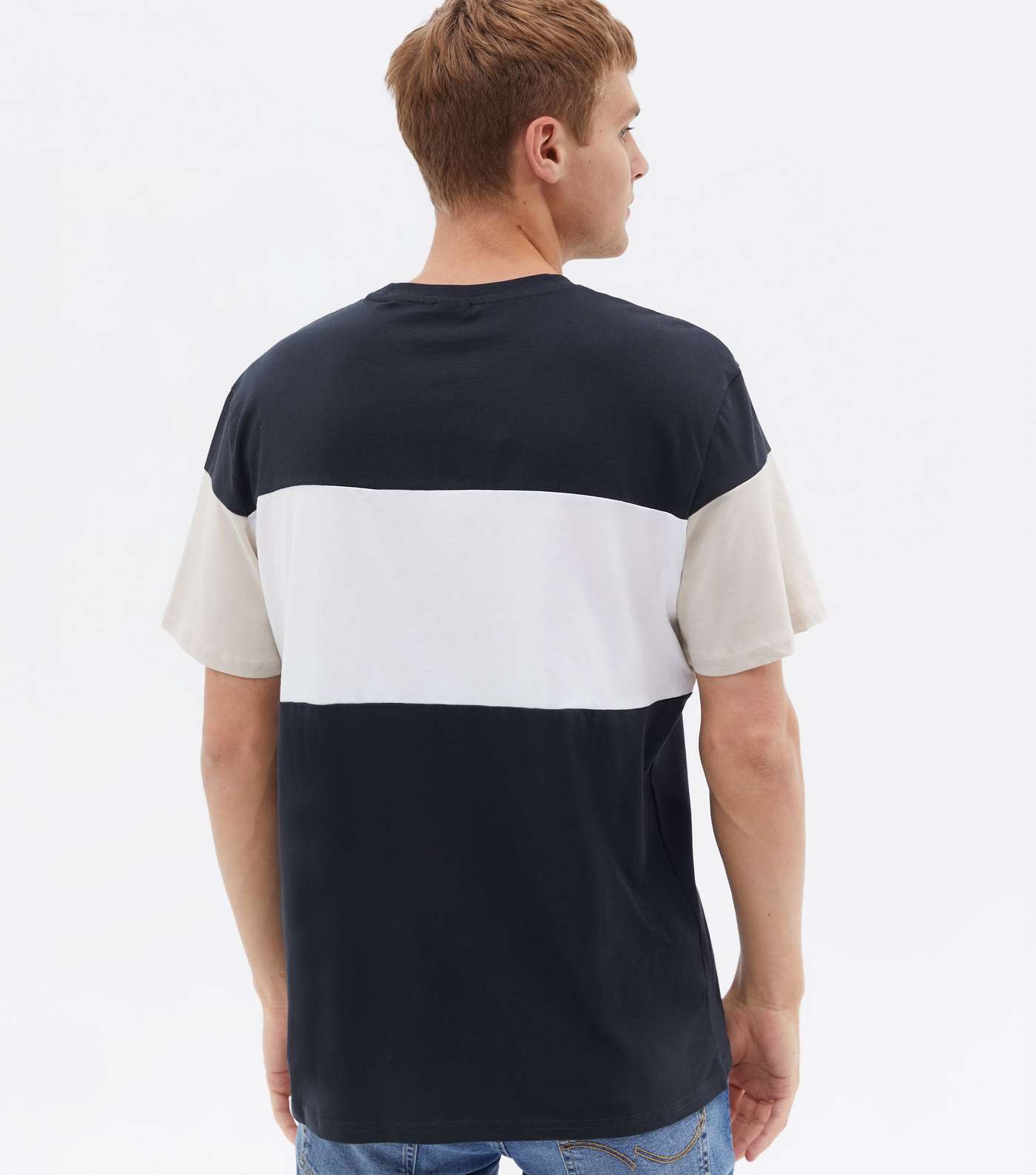 Only & Sons Navy Colour Block T-Shirt Image 4