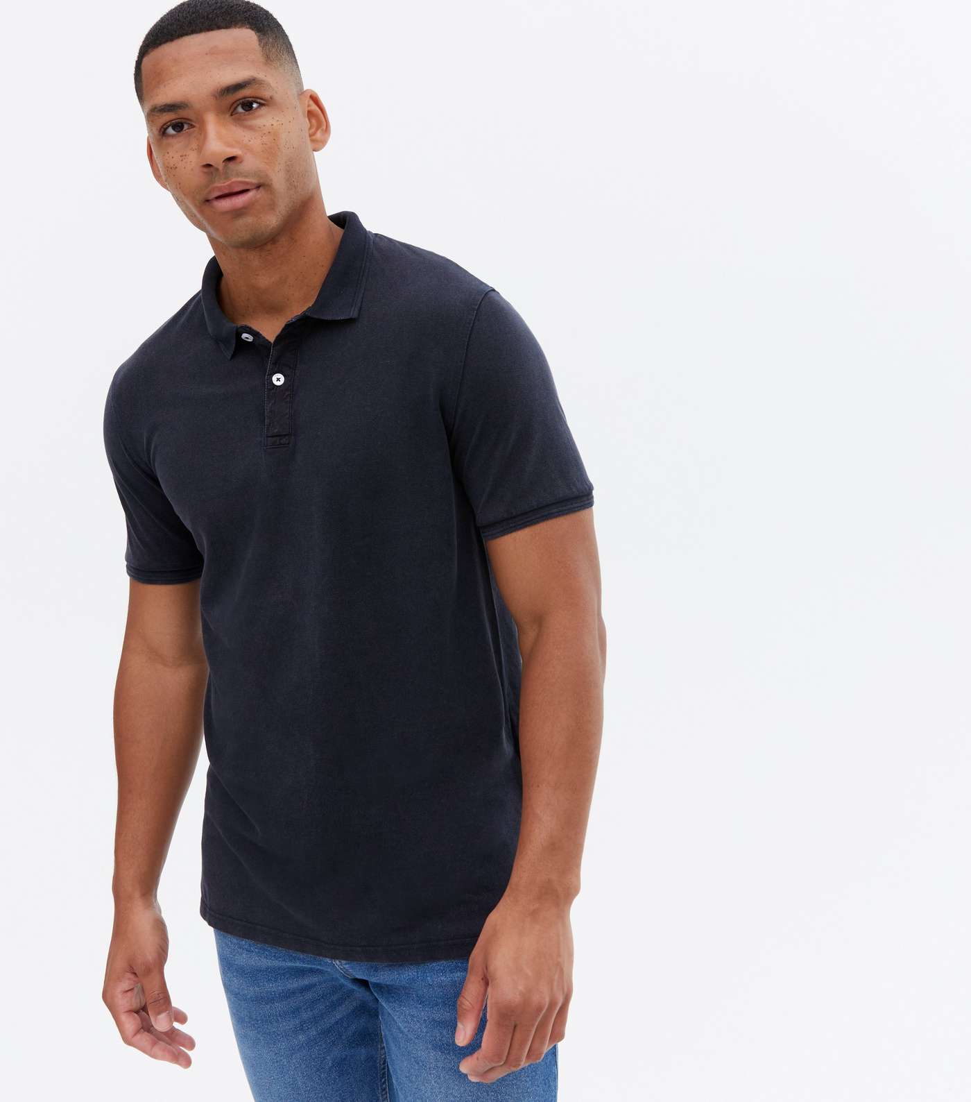 Only & Sons Navy Washed Slim Fit Polo Shirt Image 2