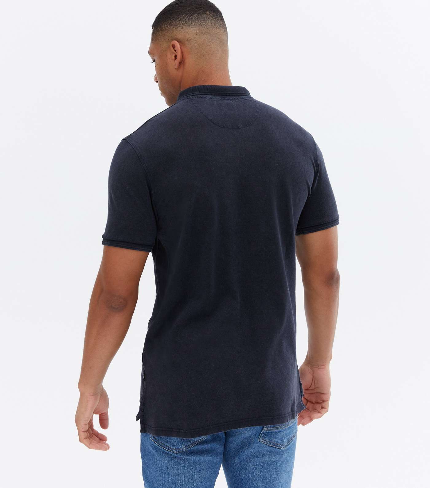 Only & Sons Navy Washed Slim Fit Polo Shirt Image 4