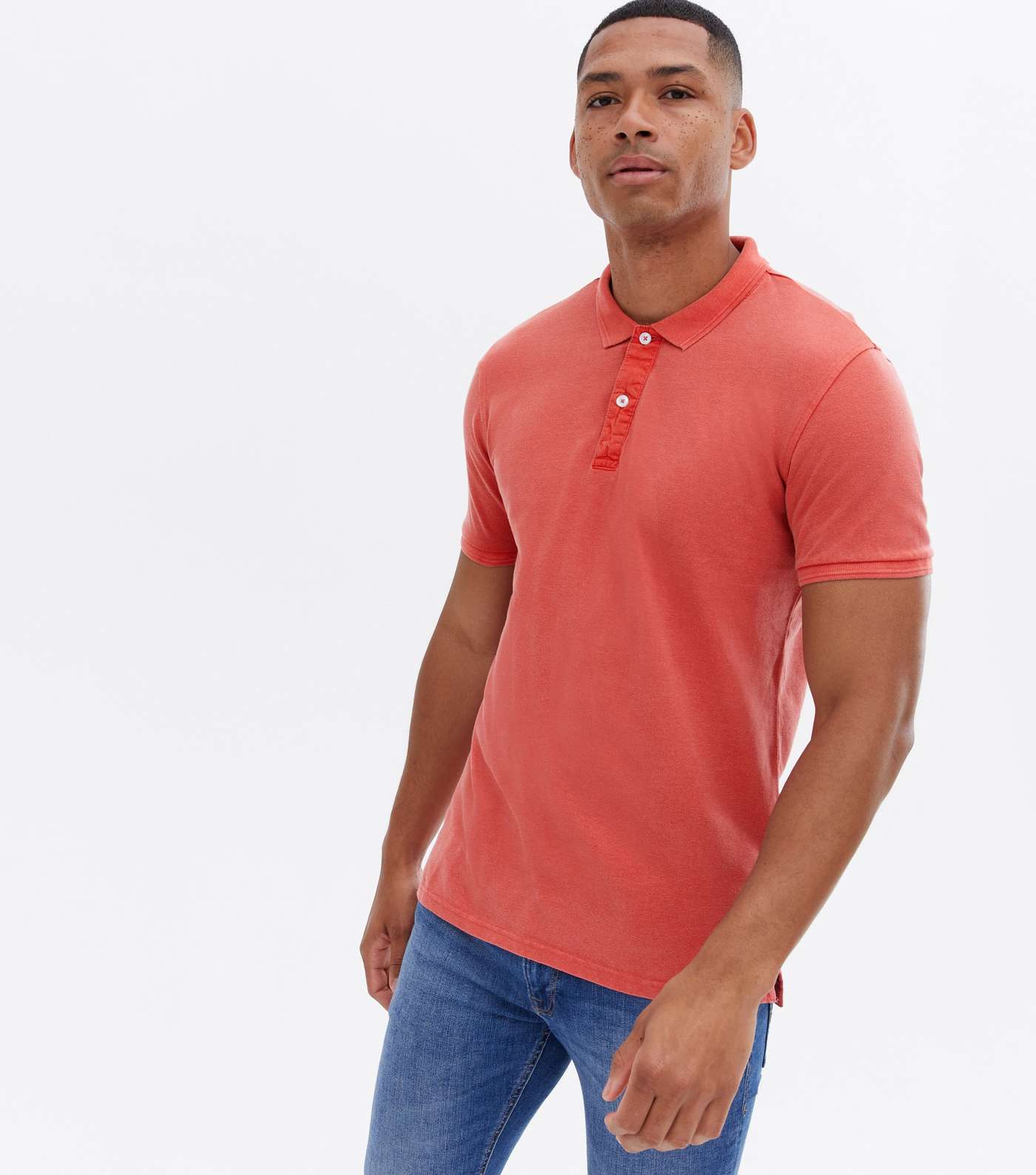 Only & Sons Red Washed Slim Fit Polo Shirt Image 2