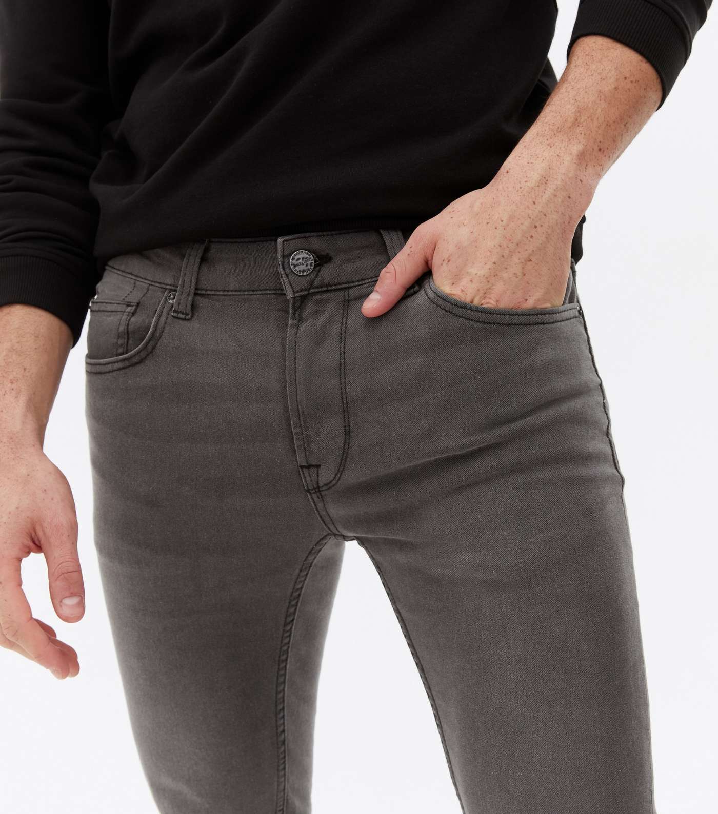 Only & Sons Dark Grey Skinny Jeans Image 2