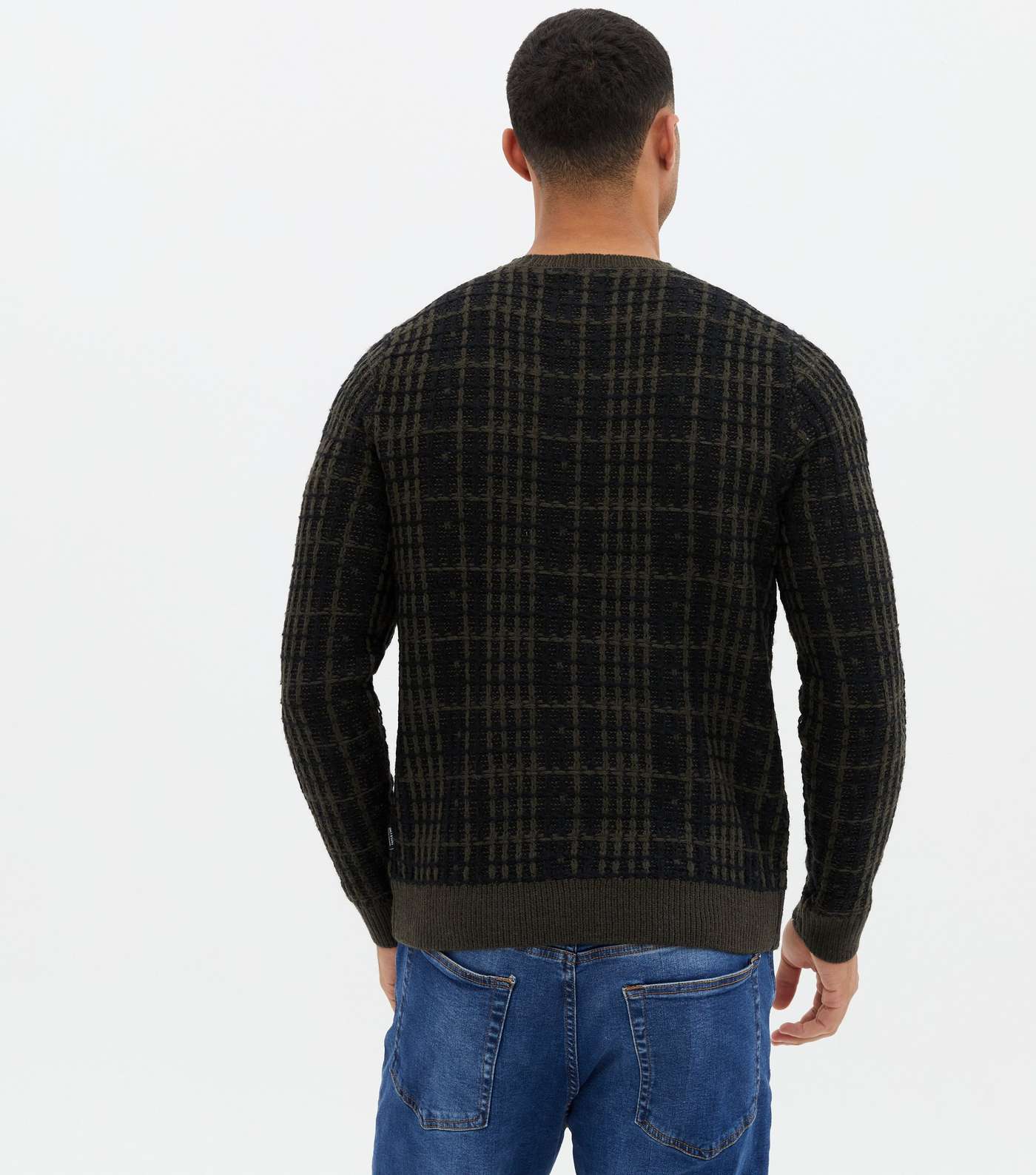 Only & Sons Black Check Crew Neck Jumper Image 4