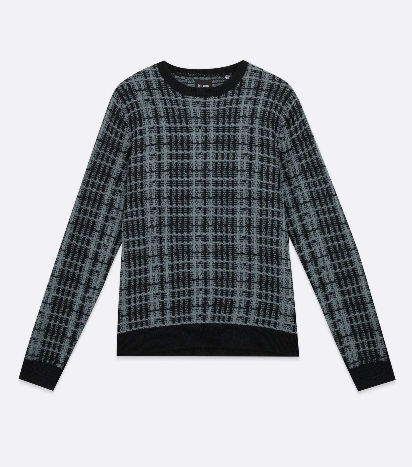 Only & Sons Blue Check Crew Neck Jumper Image 5