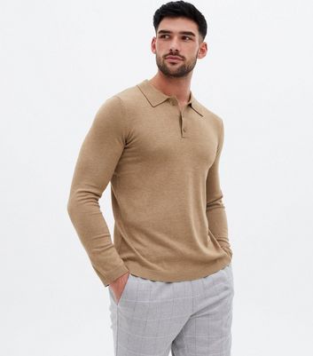 knitted polo shirt mens long sleeve