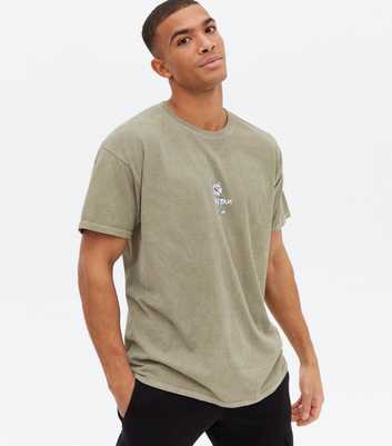 Khaki Floral Nature Logo T-Shirt