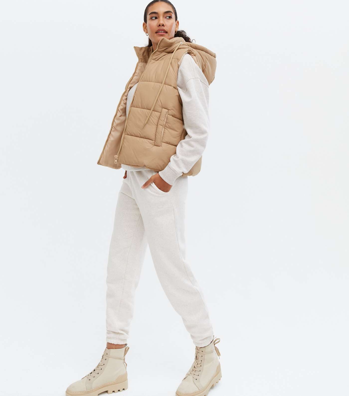 Cameo Rose Stone Puffer Toggle Hooded Gilet Image 2