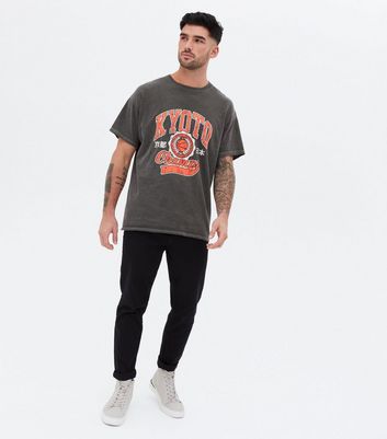 Dark Grey Washed Kyoto Varsity Logo T 
