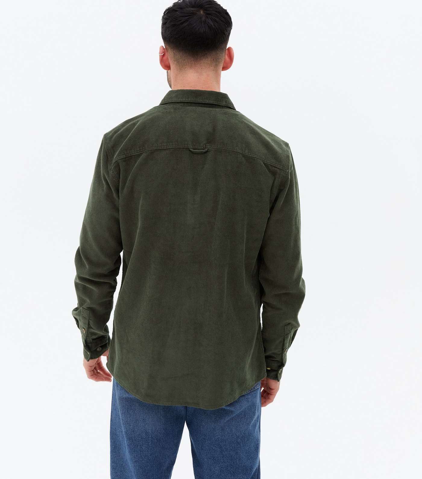 Only & Sons Dark Green Cord Long Sleeve Shirt Image 4