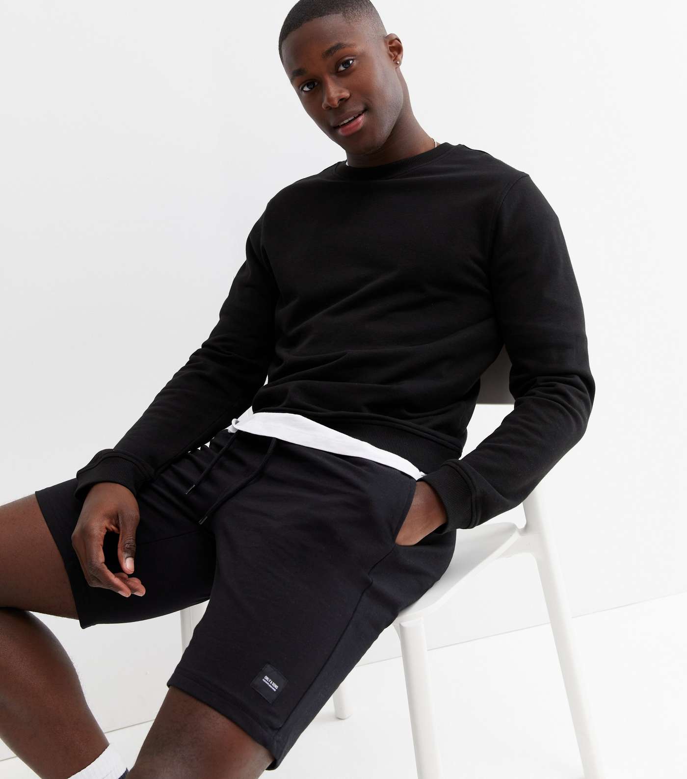 Only & Sons Black Jersey Jogger Shorts