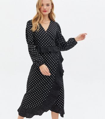 Mixed spot outlet midi dress