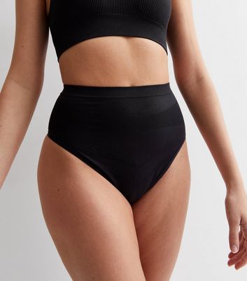 Black High Waist Seamless Smoothing Thong