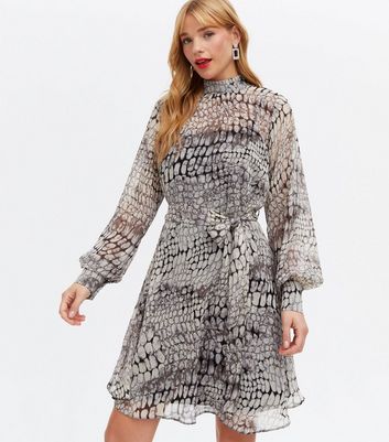 snake print chiffon dress