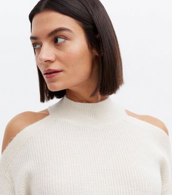 Click to view product details and reviews for Off White Knit Cold Shoulder Long Sleeve Jumper New Look.