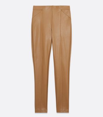 ONLY Light Brown Leather Look Leggings New Look