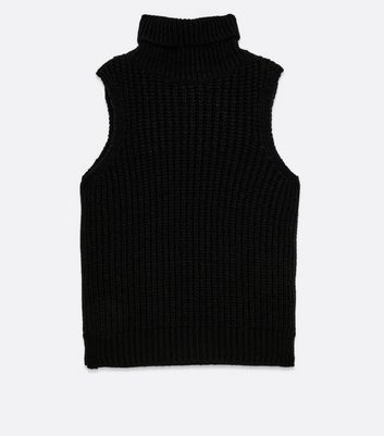 sleeveless black roll neck jumper