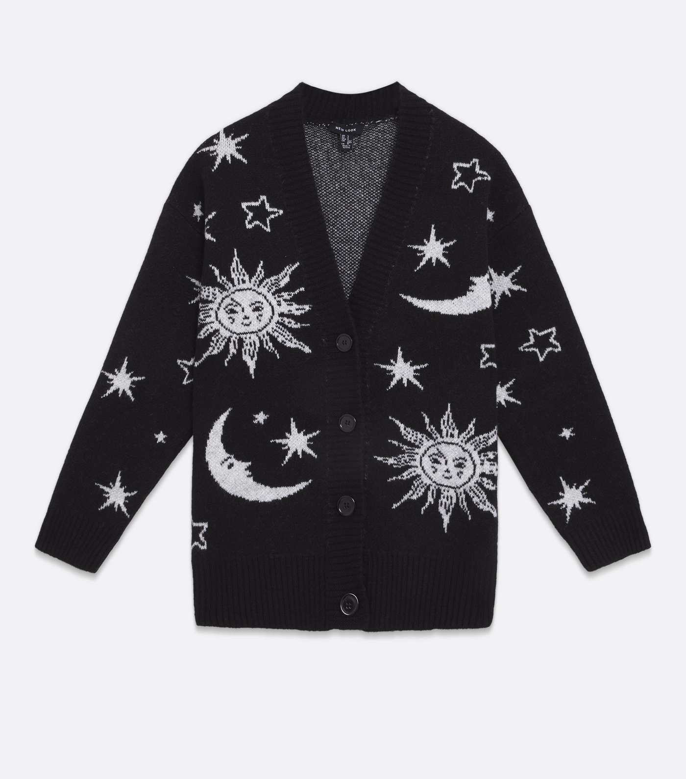 Black Sun and Stars Knit Oversized Cardigan Image 5