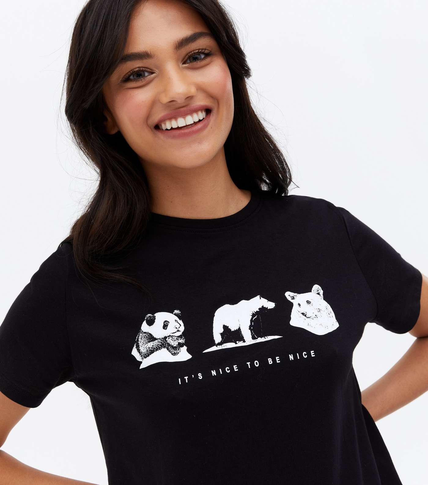 Black Animal Print It's Nice to Be Nice Logo T-Shirt