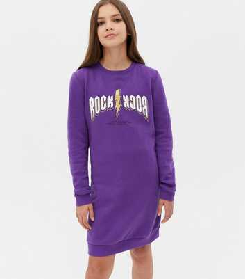 KIDS ONLY Purple Rock Logo Sweatshirt Dress