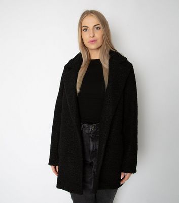 teddy long coat black