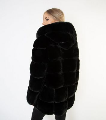 gini london black faux fur hooded jacket