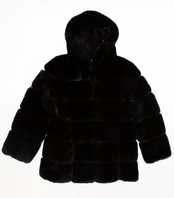 gini london black faux fur hooded jacket