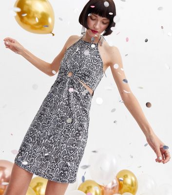 snake print halter dress